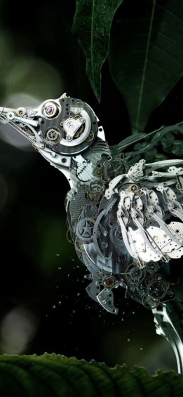 Digital Art Of Mechanical Humming Bird For iPhone Wallpaper