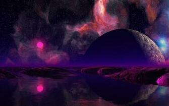 Pink Sun Over Water Planet Space Desktop Wallpaper Pixels