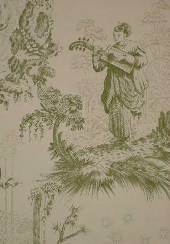 Chinese Toile Lotus Green Wallpaper 7mb