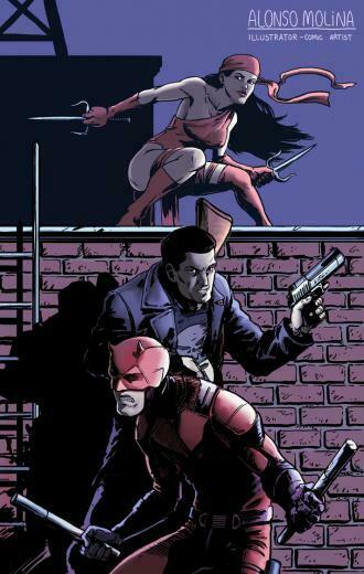 Daredevil Punisher And Elektra By Alonsomolina1985