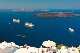 Wallpaper Oia Santorini Greece Aegean Sea