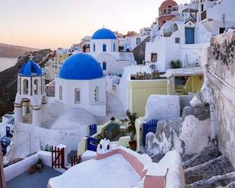Wallpaper Oia Santorini Greece Sea Houses Multi
