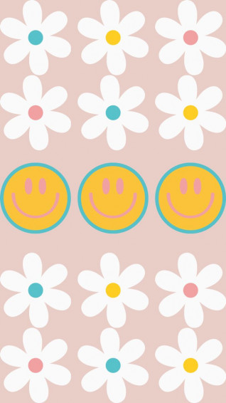 Wallpaper Boho Smiley Face And Daisies iPhone