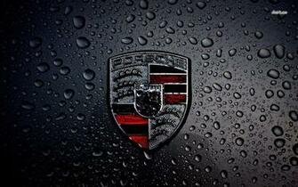 Wet Porsche Logo Wallpaper Car