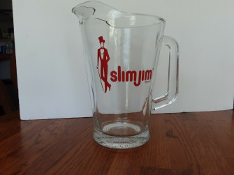 Vintage Slim Jim Brand Advertising Beer Soda Pitcher Bar Kitchen