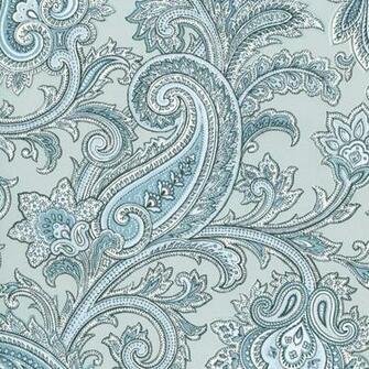 Blue Paisley Pattern Swirl Wallpaper