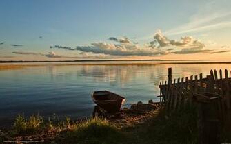 Wallpaper Lake Boat Summer Landscape Desktop