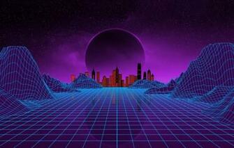 Wallpaper Music The City Stars Neon Planet Space Background