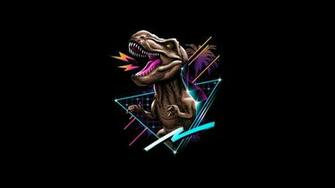 Tyrannosaurus Rex Dinosaur Retrowave Wallpaper HD Artist 4k
