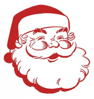 Retro Vintage Christmas Santa Claus Black And White Clipart