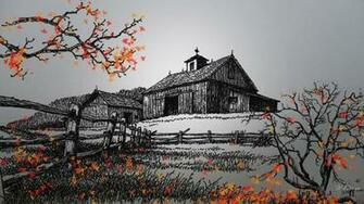 Pays Tombent En Noir Blanc Et Couleur Wallpaper