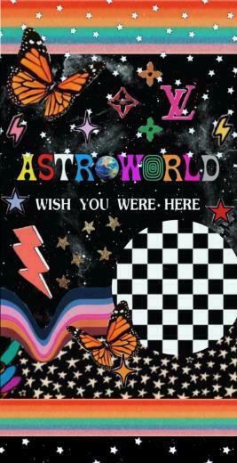 Astroworld Checked Butterfly Stars Wallpaper Art
