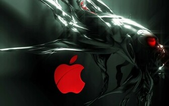 Red Apple Logo And Alien Wallpaper