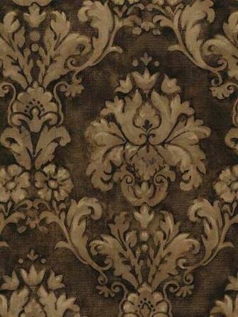 Designer Brown Damask Wallpaper