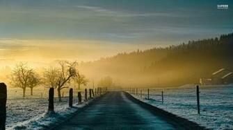 Snow Wallpaper Winter Country Road