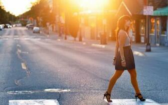 Girl Crossing The Street Ultra HD Desktop Background Wallpaper For