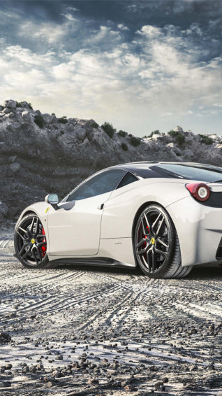Enjoy The Luxury Of A White Ferrari iPhone Wallpaper