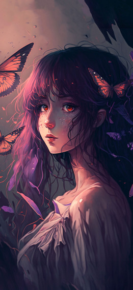 Anime Girl Butterflies Aesthetic Wallpaper