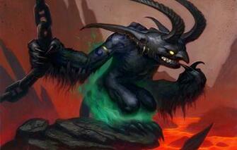 Wallpaper Figure Map Chain Lava Horns Wow World Of Warcraft