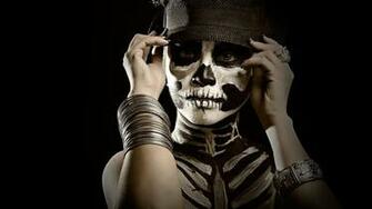 Women Body Paint Face Black Sugar Skull Wallpaper HD