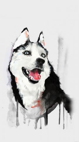 Amazing Illustrations iPhone Wallpaper Watercolor Dog White