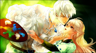 Cute Anime Couple Background Wallpaper