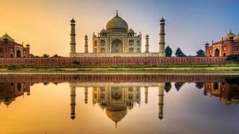 India Taj Mahal Asian Architecture Love Landscape Water