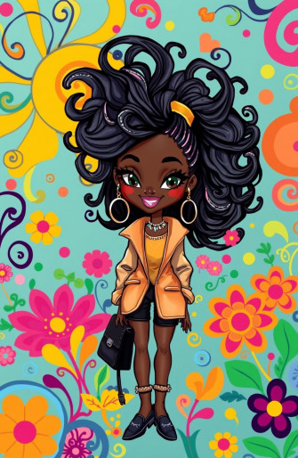 Pretty Black Girl Cartoon Wallpaper