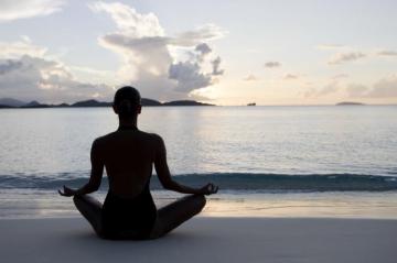 Photo Lotus Position Yoga Silhouettes Sea Nature Female