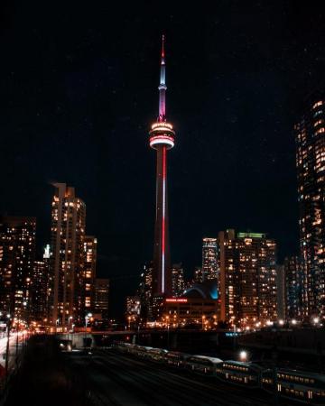 Canada Toronto Cn Tower Night Light Cntower HD Wallpaper 2k