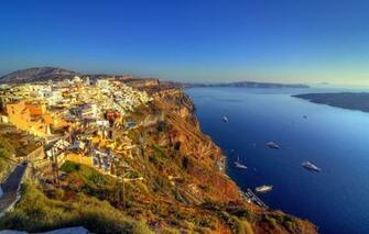 Wallpaper Sea The Sky Rocks Blue Coast Home Boats Greece