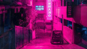 Wallpaper Street Neon Rain Light Night 4k