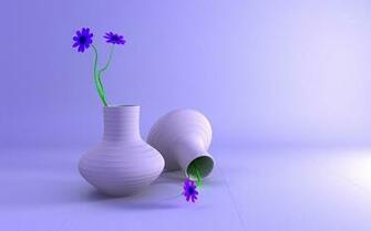 Vase And Flowers Digitally Created 3d Wallpaper