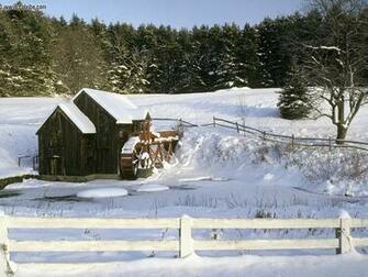 Nature Winter Water Wheel Guildhall Vermont Picture Nr