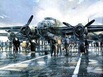 Aviation Art World War Ii Combat Aircraft Painting Wallpaper