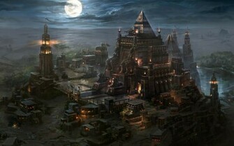 Kingdom Under Fire Iifantasy Art Cities Castle Buildings Temple Night