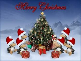 Animated Penguin Christmas Wallpaper