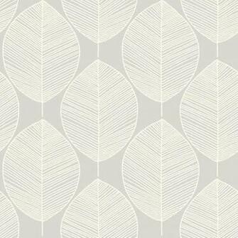 Silver Cream Retro Leaf Motif Arthouse Wallpaper