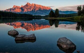 Wallpaper Landscape Mountains Nature Lake Reflection Stones