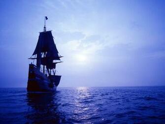 Mayflower Image Ship Wallpaper Metallic Red