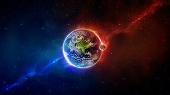 Abstract Space Art Blue Red HD Wallpaper Epic Desktop Background
