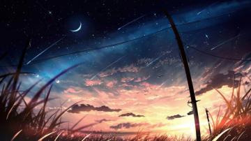 Sunset Horizon Scenery Night Sky Anime 4k Wallpaper