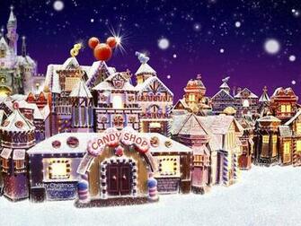 Disneyland Christmas Gingerbread Village House Wallpaper