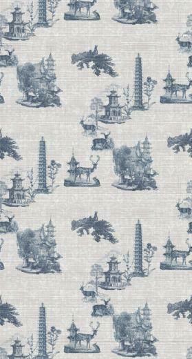 Pagoda Toile Wallpaper Asian By Mitchell Black