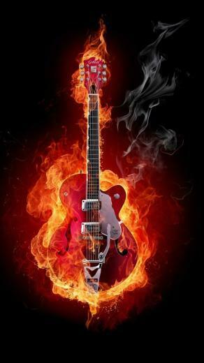 Flaming Guitar iPhone Wallpaper