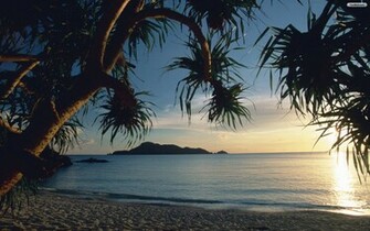 Tropical Beach Sunset Wallpaper
