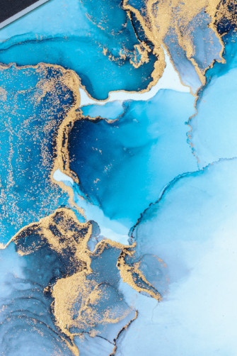 Blue Gold Marble Abstract Design Home Decor Premium Quality