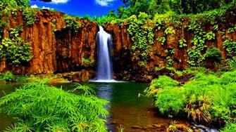 Tropical Waterfall Computer Wallpaper Desktop Background