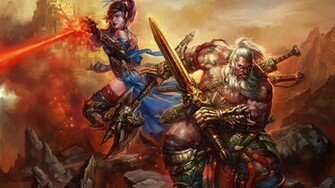 Diablo Iii Barbarian And Mage Wallpaper Image