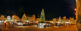 Wallpaper Night New Year Christmas Tree Tallinn Estonia